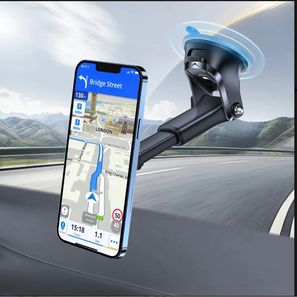 Magnetic Suction Cup Phone Mount Plus for Car (Black) — Apps2Car - Picture 6 of 16